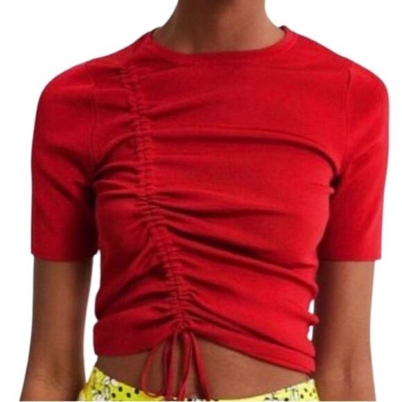 Zara Ruched Bodycon Knit Top in Red Women’s S - Picture 1 of 5